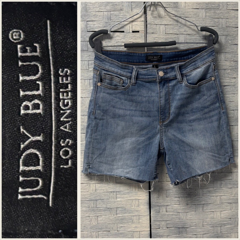 Judy Blue Womens L Los Angeles Denim Cutoff Shorts Light Wash